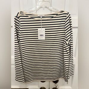 Lafayette 148 New York Navy & Cream Boat Neck Top - New with Tag